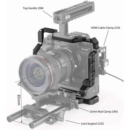  SmallRig X-T3 Cage for Fujifilm X-T3 with Battery Grip, Cage with 2 Fixing Points for Fujifilm X-T3 2229