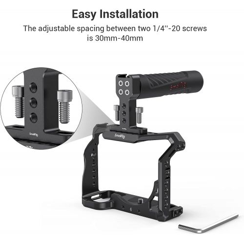  SMALLRIG Camera Top Handle Grip with Top Cold Shoe Base for DSLR Camera Cage Video Camcorder Rig, Rubber - 1446