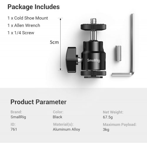  SMALLRIG LCD Monitor Shoe Adapter 1/4 Camera Hot Shoe Mount w/Additional 1/4 Screw for Cameras, for Canon/for Nikon/for Olympus/for Pentax/for Panasonic/for Fujifilm/for Kodak - 76