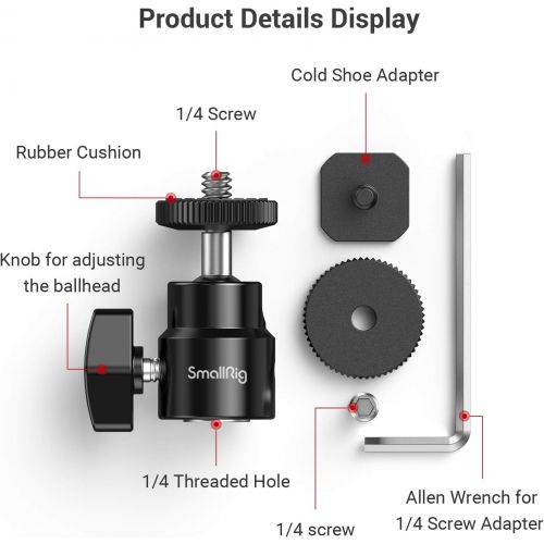  SMALLRIG LCD Monitor Shoe Adapter 1/4 Camera Hot Shoe Mount w/Additional 1/4 Screw for Cameras, for Canon/for Nikon/for Olympus/for Pentax/for Panasonic/for Fujifilm/for Kodak - 76