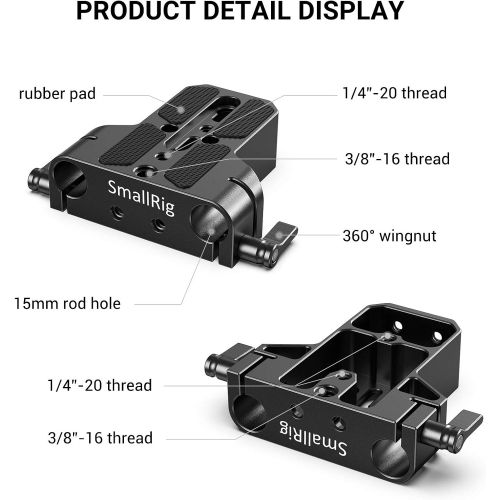  SMALLRIG Camera Base Plate with Rod Rail Clamp for Sony A6500 A6600, for Panasonic GH5, Sony A7 Series, etc, Both for Cameras & Cages -1674