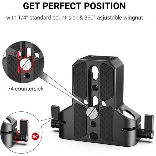  SMALLRIG Camera Base Plate with Rod Rail Clamp for Sony A6500 A6600, for Panasonic GH5, Sony A7 Series, etc, Both for Cameras & Cages -1674