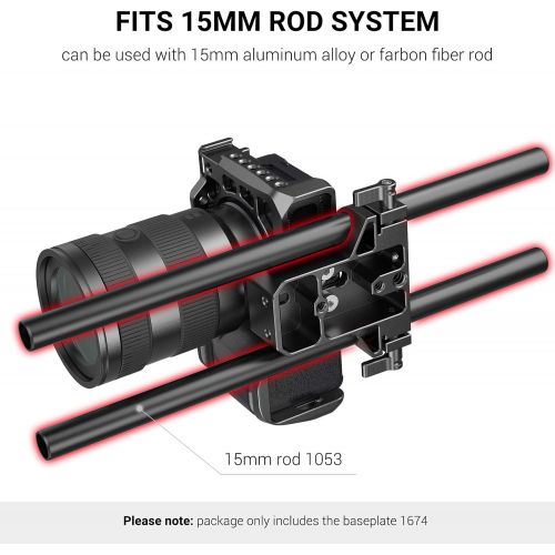  SMALLRIG Camera Base Plate with Rod Rail Clamp for Sony A6500 A6600, for Panasonic GH5, Sony A7 Series, etc, Both for Cameras & Cages -1674