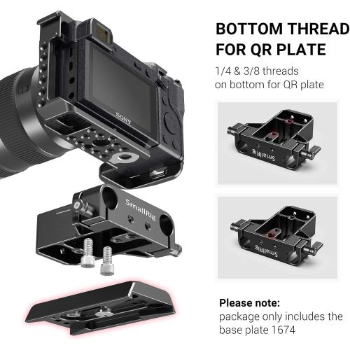  SMALLRIG Camera Base Plate with Rod Rail Clamp for Sony A6500 A6600, for Panasonic GH5, Sony A7 Series, etc, Both for Cameras & Cages -1674