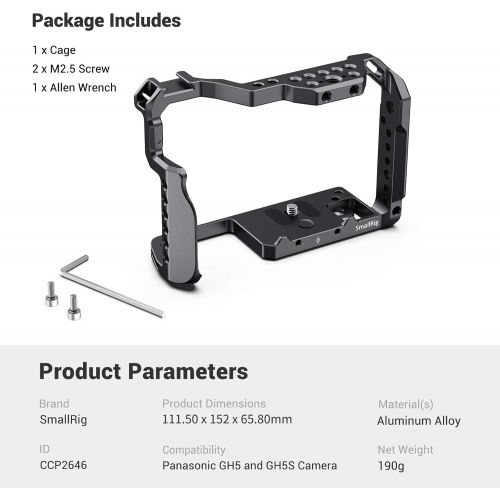  SmallRig GH5 GH5S Cage for Panasonic Lumix Camera and DMW-XLR1 (Upgraded Version)-CCP2646