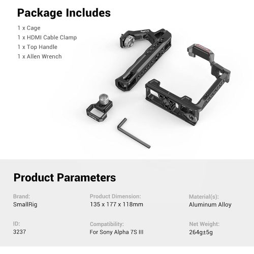  SmallRig Camera Half Cage with Top Handle and HDMI Cable Clamp Kit for Sony a7S III - 3237