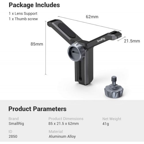  SMALLRIG Camera Extended Lens Support Bracket Height Adjustable Only for DJI RS 2 / RS2 Gimbal - 2850