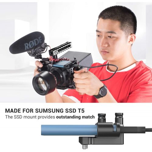  SMALLRIG Mount Bracket SSD Holder for Samsung T5 SSD with 1/4”-20 Threads, Compatible with SMALLRIG Cage for BMPCC 4K & 6K and Z CAM (New Version) ? 2245B