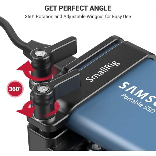  SMALLRIG Mount Bracket SSD Holder for Samsung T5 SSD with 1/4”-20 Threads, Compatible with SMALLRIG Cage for BMPCC 4K & 6K and Z CAM (New Version) ? 2245B