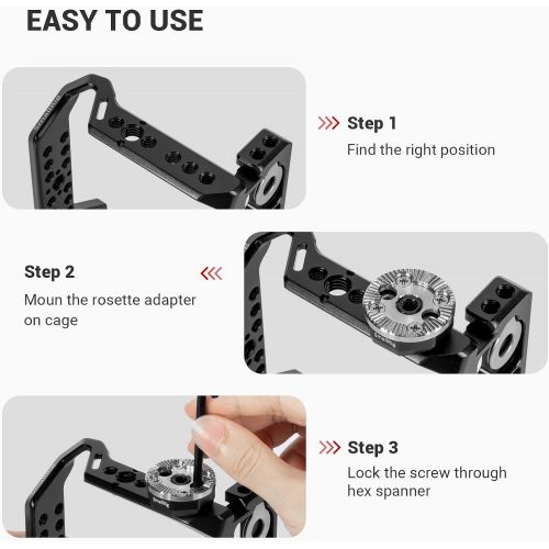  SMALLRIG Standard Rosette Bolt-On Mount (M6 Thread, 31.8 Diameter) for Camera Cage and Accessories - 1939