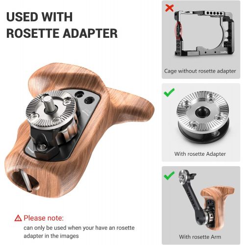  SMALLRIG Right Side Rosette Wooden Handle for Shoulder Mount Support Rig, Right Hand - 1941