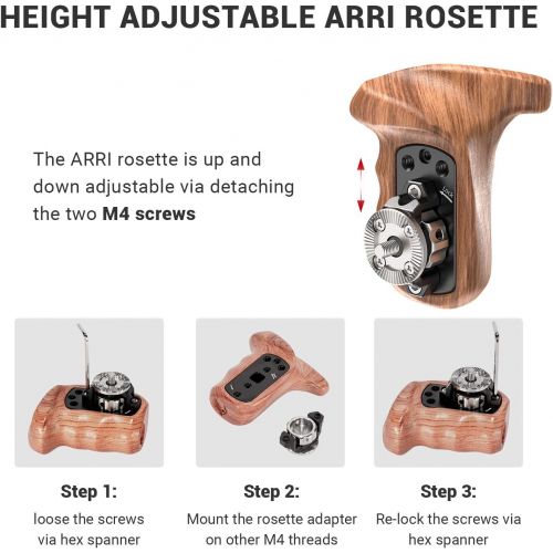  SMALLRIG Right Side Rosette Wooden Handle for Shoulder Mount Support Rig, Right Hand - 1941