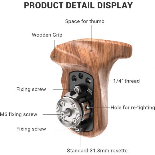  SMALLRIG Right Side Rosette Wooden Handle for Shoulder Mount Support Rig, Right Hand - 1941