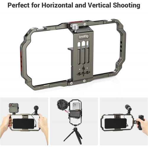  SmallRig Universal Smartphone Video Rig for iPhone Samsung, Filmmaking Vlogging Rig Aluminium Alloy Phone Video Cage Grip with Cold Shoe Mount for Videomaker Videographer - 2791