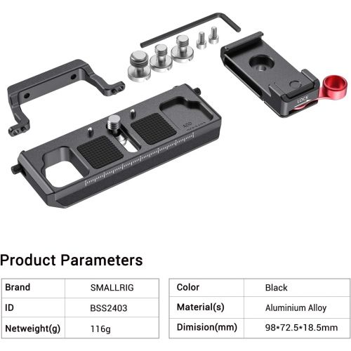  SMALLRIG Offset Plate Kit for BMPCC 4K and 6K Compatible with DJI Ronin S Zhiyun Crane 2 Moza Air 2 - BSS2403