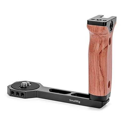  SMALLRIG Universal Wooden Left Side Handle for DJI Ronin S/Ronin SC/Zhiyun Crane 2 / Crane V2 Series Gimbal Stabilizer w/Cold Shoe, 3/8 Locating Holes for ARRI Standard - 2222