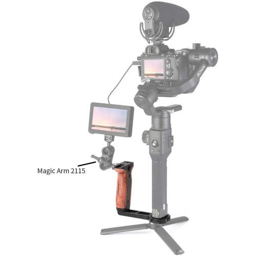  SMALLRIG Universal Wooden Left Side Handle for DJI Ronin S/Ronin SC/Zhiyun Crane 2 / Crane V2 Series Gimbal Stabilizer w/Cold Shoe, 3/8 Locating Holes for ARRI Standard - 2222