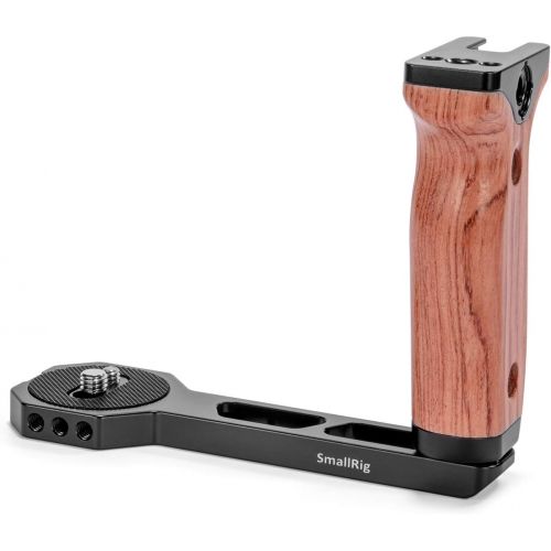  SMALLRIG Universal Wooden Left Side Handle for DJI Ronin S/Ronin SC/Zhiyun Crane 2 / Crane V2 Series Gimbal Stabilizer w/Cold Shoe, 3/8 Locating Holes for ARRI Standard - 2222