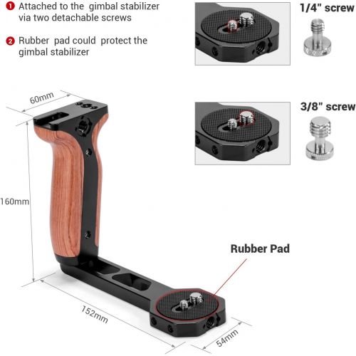  SMALLRIG Universal Wooden Left Side Handle for DJI Ronin S/Ronin SC/Zhiyun Crane 2 / Crane V2 Series Gimbal Stabilizer w/Cold Shoe, 3/8 Locating Holes for ARRI Standard - 2222