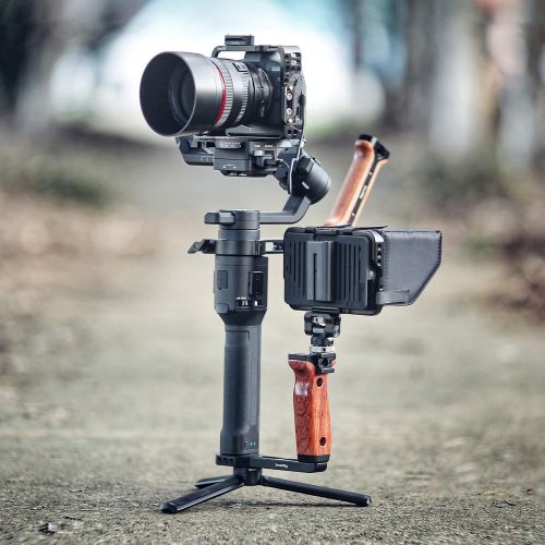  SMALLRIG Universal Wooden Left Side Handle for DJI Ronin S/Ronin SC/Zhiyun Crane 2 / Crane V2 Series Gimbal Stabilizer w/Cold Shoe, 3/8 Locating Holes for ARRI Standard - 2222