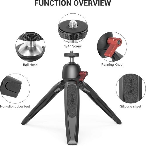  SmallRig Mini Tabletop Tripod Stabilizer, Lightweight Portable Aluminum Alloy Stand with Swivel Ball Head for DSLR Cameras, Smartphones, Video Camcorders up to 22 pounds/10 kilogra