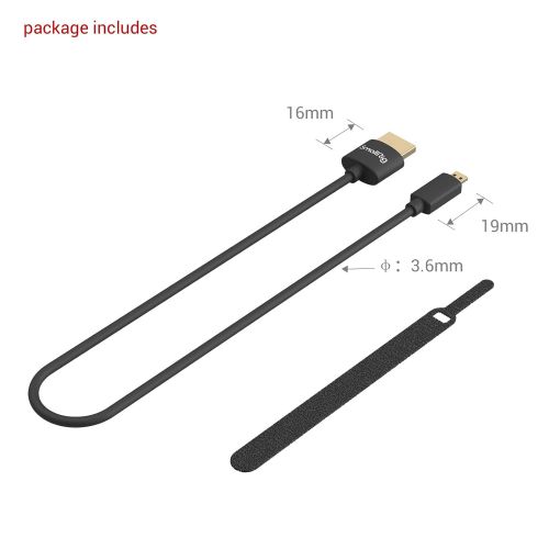  Micro HDMI to HDMI Cable, SmallRig Ultra Thin HDMI Cable 35cm/1.15Ft, Super Flexible Slim High Speed 4K 60Hz HDR HDMI 2.0, Compatible with GoPro Hero 7/6 / 5, for Sony A6600 / A640
