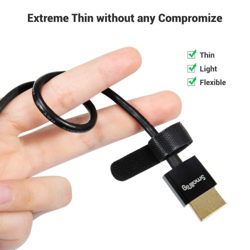  Micro HDMI to HDMI Cable, SmallRig Ultra Thin HDMI Cable 35cm/1.15Ft, Super Flexible Slim High Speed 4K 60Hz HDR HDMI 2.0, Compatible with GoPro Hero 7/6 / 5, for Sony A6600 / A640
