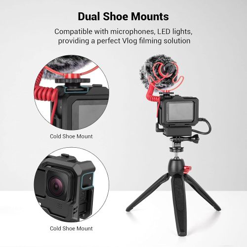  SmallRig HERO10 Black Cage/HERO9 Cage for GoPro with 2 Cold Shoe Mounts for Mic and Led Video Light for GoPro HERO9 Black 3083