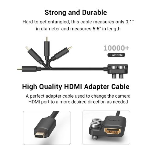  SmallRig Ultra-Slim 4K HDMI Adapter Cable, Female HDMI Type A to Male Micro-HDMI Type D, 4K@60HZ, for Sony A7R IV A7RIII A7III A7II A7RII / for Fujifilm X-T2 X-T3 - 3021