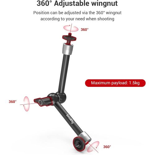  SmallRig Clamp w/ 1/4 and 3/8 Thread and 9.5 Inches Adjustable Friction Power Articulating Magic Arm with 1/4 Thread Screw for LCD Monitor/LED Lights - KBUM2732