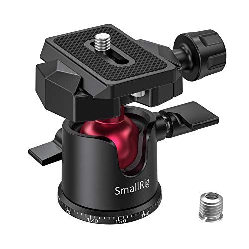  SmallRig Mini Ball Head, Tripod Head Camera 360° Panoramic with 1/4 Screw 3/8 Thread Mount and Arca-Type QR Plate Metal Ball Joint for Monopod, DSLR, Phone, Gopro, Max Load 4.4lbs/