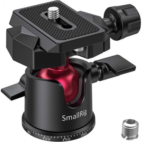  SmallRig Mini Ball Head, Tripod Head Camera 360° Panoramic with 1/4 Screw 3/8 Thread Mount and Arca-Type QR Plate Metal Ball Joint for Monopod, DSLR, Phone, Gopro, Max Load 4.4lbs/