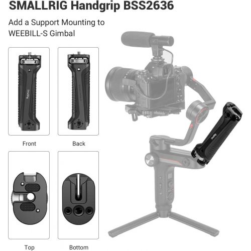  SmallRig Handle Grip Handgrip for Zhiyun-Tech WEEBILL-S Gimbal with Cold Shoe Mount Built-in Wrench, Multiple Threaded Holes - BSS2636
