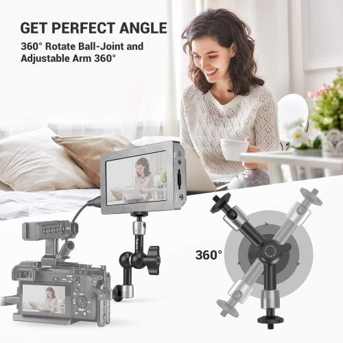  SMALLRIG 5.5 Inches Adjustable Friction Power Articulating Magic Arm with Both 1/4 Thread Screw for LCD Monitor/LED Lights - 2065