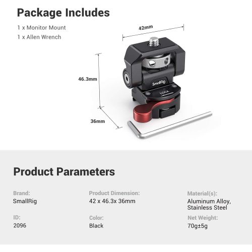  SMALLRIG Field Monitor Mount Monitor Holder Swivel and Tilt Adjustable with NATO Clamp Mount for 5 and 7 Monitor - 2906