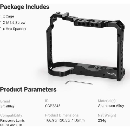  SmallRig Camera Cage for Panasonic Lumix DC-S1 and S1R with Cold Shoe and NATO Rail CCP2345