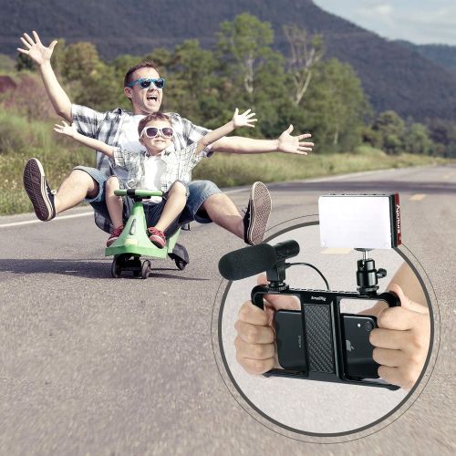  SmallRig Smartphone Video Rig, Filmmaking Vlogging Rig Metal Case Phone Video Stabilizer Aluminium Alloy Grip Tripod with Cold Shoe Mount for Videomaker Videographer for iPhone for