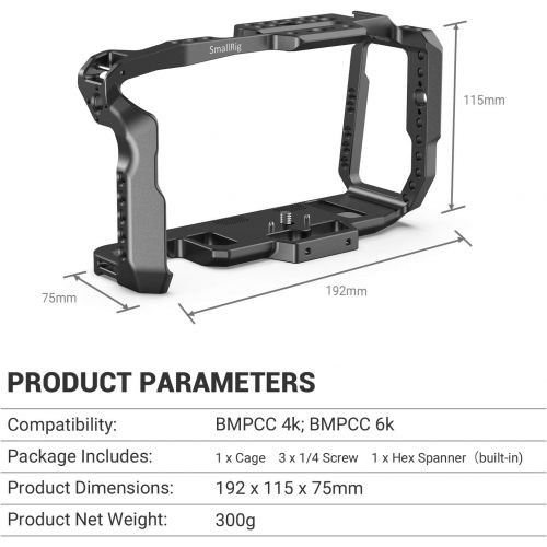  [아마존베스트][New Version] SMALLRIG BMPCC 4K & 6K Cage for Blackmagic Design Pocket Cinema Camera 4K & 6K w/Cold Shoe, NATO Rail  2203