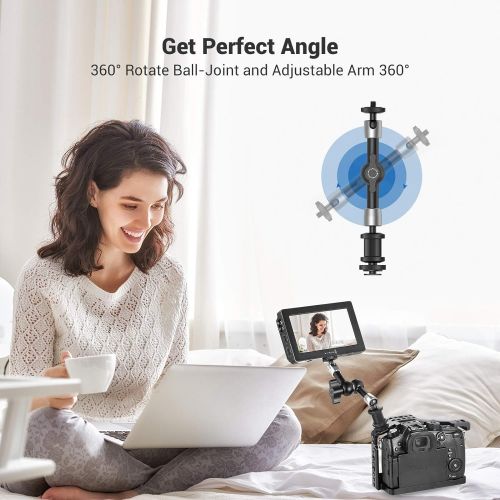  [아마존베스트]SMALLRIG Articulating Rosette Arm Max 7 Inches Long with Cold Shoe Mount & Standard 1/4-20 Threaded Screw Adapter - 1497