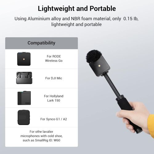  SmallRig Interview Microphone Handle , Stretchable Mic Handle for RODE Wireless Go , for DJI Mic, for Hollyland Lark 150, for Synco G1/A2 and Other Wireless Lavalier Microphones wi