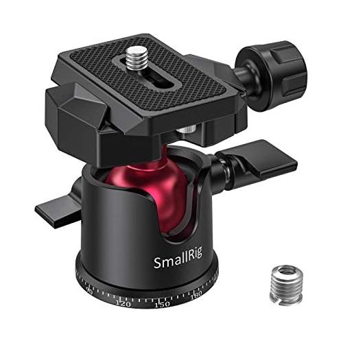  [아마존베스트]SmallRig Mini Tripod Head Ball Head Mini Ball Head with 1/4 Inch Screw Cold Shoe Adapter for LED Light, Monitor, DSLR Camera Tripod 360° Rotatable