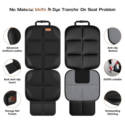  Smart eLf Car Seat Protector + Backseat Car Organizer Kick Mat, Large & Waterproof 600D Fabric Child Auto CarSeat Protectors Saver for Baby Sit with Storage Pockets for Leather and