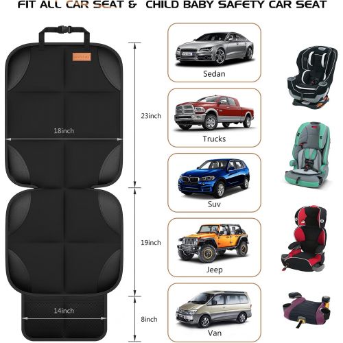  Car Seat Protector, Smart eLf 2Pack Seat Protector Protect Child Seats with Thickest Padding and Non-Slip Backing Mesh Pockets for Baby and Pet