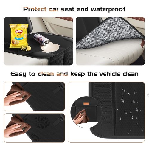  Smart eLf Car Seat Protector + Backseat Car Organizer Kick Mat, Large & Waterproof 600D Fabric Child Auto CarSeat Protectors Saver for Baby Sit with Storage Pockets for Leather and