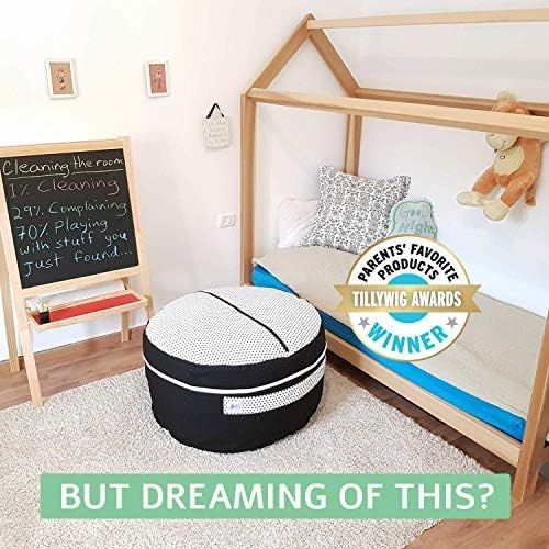  [아마존베스트]SMART WALLABY 2 Sizes in 1 Large Bean bag Stuffed Animal Storage | XL Jumbo Ottoman for Soft Toys, Plush Toys | Giant Pouf Organizer for Linens, Quilts, Pillows | 300 L. / 80 Gal. | 42 | Black &