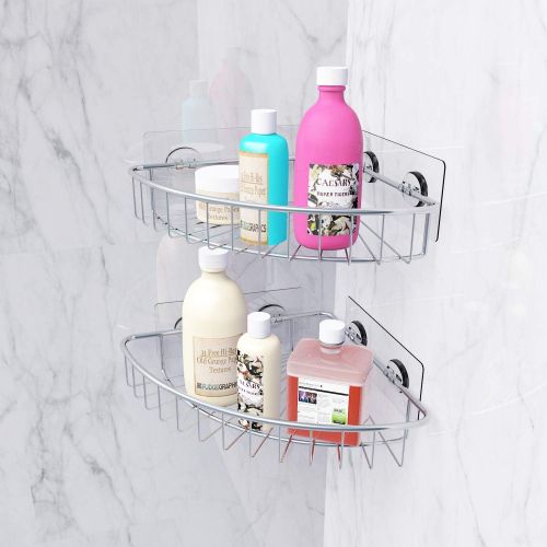  [아마존 핫딜]  [아마존핫딜]SMARTAKE 2-Pack Corner Shower Caddy, SUS304 Stainless Steel, Wall Mounted Bathroom Shelf with Adhesive, Storage Organizer for Toilet, Dorm and Kitchen (Silver)