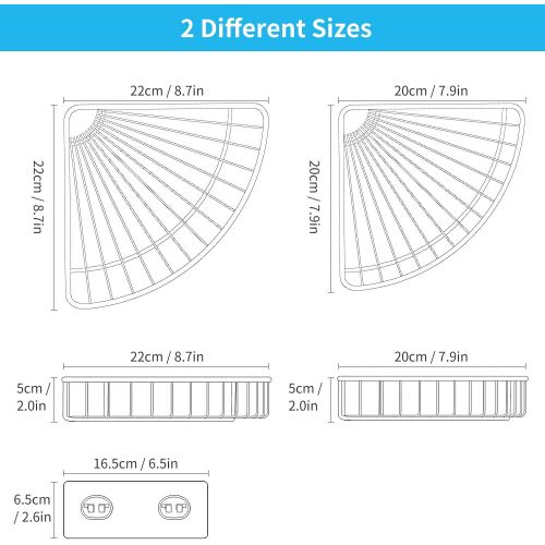  [아마존 핫딜]  [아마존핫딜]SMARTAKE 2-Pack Corner Shower Caddy, SUS304 Stainless Steel, Wall Mounted Bathroom Shelf with Adhesive, Storage Organizer for Toilet, Dorm and Kitchen (Silver)