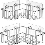 [아마존 핫딜] [아마존핫딜]SMARTAKE 2-Pack Corner Shower Caddy, Adhesive Bath Shelf with Hooks, SUS304 Stainless Steel Storage Organizer for Bathroom, Toilet, Kitchen and Dorm