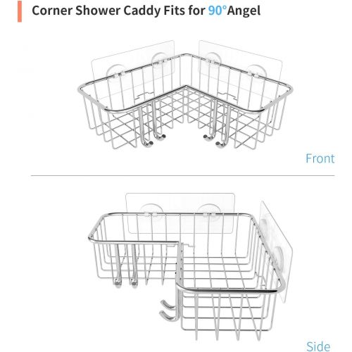  [아마존 핫딜] [아마존핫딜]SMARTAKE 2-Pack Corner Shower Caddy, Adhesive Bath Shelf with Hooks, SUS304 Stainless Steel Storage Organizer for Bathroom, Toilet, Kitchen and Dorm