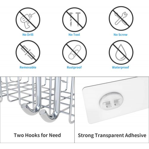  [아마존 핫딜] [아마존핫딜]SMARTAKE 2-Pack Corner Shower Caddy, Adhesive Bath Shelf with Hooks, SUS304 Stainless Steel Storage Organizer for Bathroom, Toilet, Kitchen and Dorm